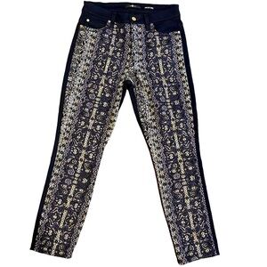 7 For All Mankind Malhia Kent Dark Blue Metallic Embroidered Ankle size 28